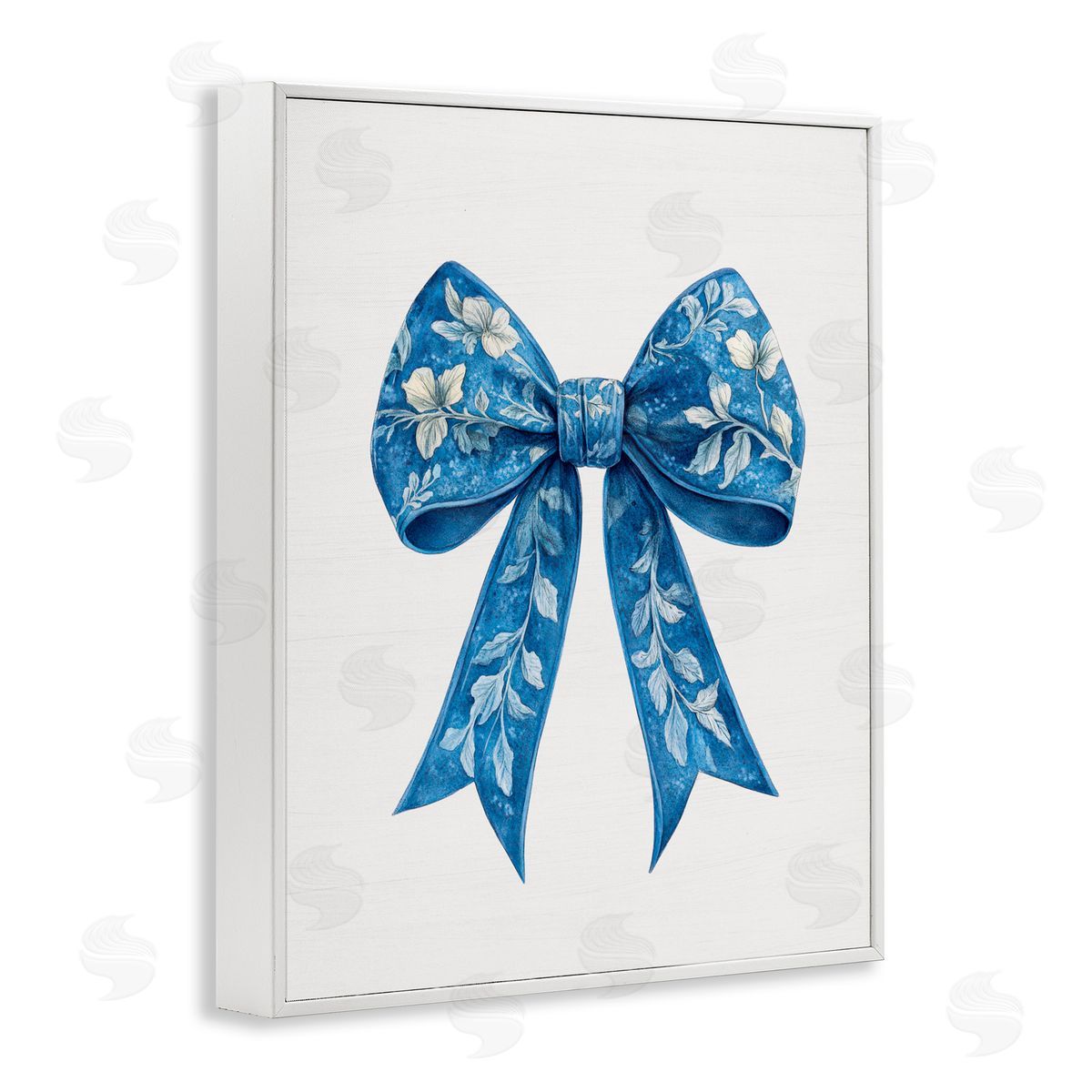 Lettered and Lined Intricate Florals Ribbon White Framed Giclee Print Wall Art