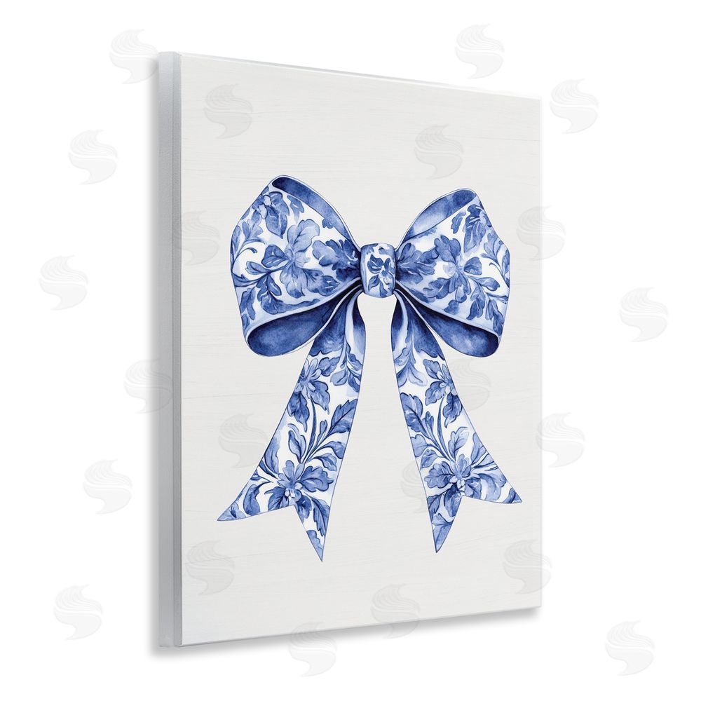 Lettered and Lined Vintage Toile Flower Ribbon Wooden Wall Plaque Art Print