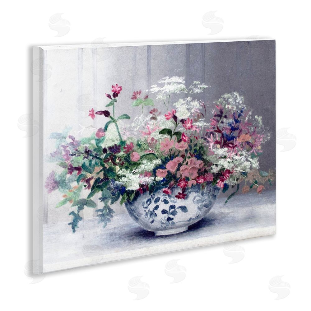 Lettered and Lined Painterly Elegant Blooms Vase Wooden Wall Plaque Art Print