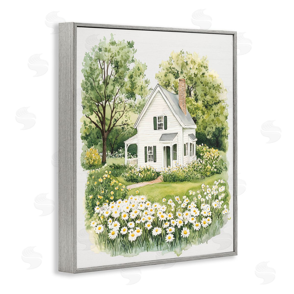 Lettered and Lined Quaint Countryside Cottage Garden Gray Framed Giclee Print Wall Art
