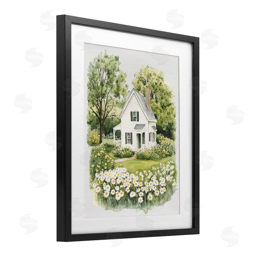 Lettered and Lined Quaint Countryside Cottage Garden Black Framed Print Under Glass Wall Art