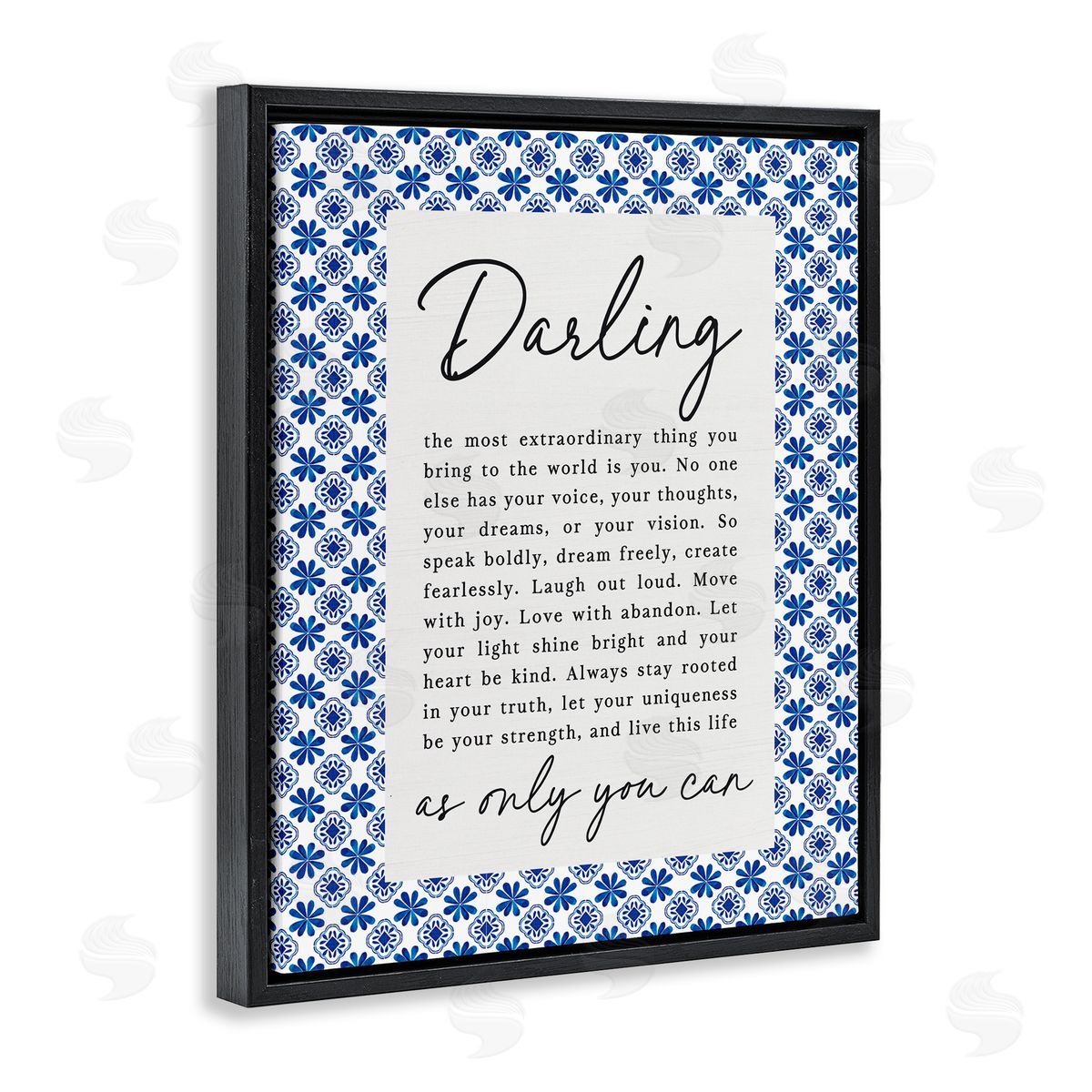 Lettered and Lined Darling Only You Can Inspiring Black Floating Frame Canvas Wall Art Print