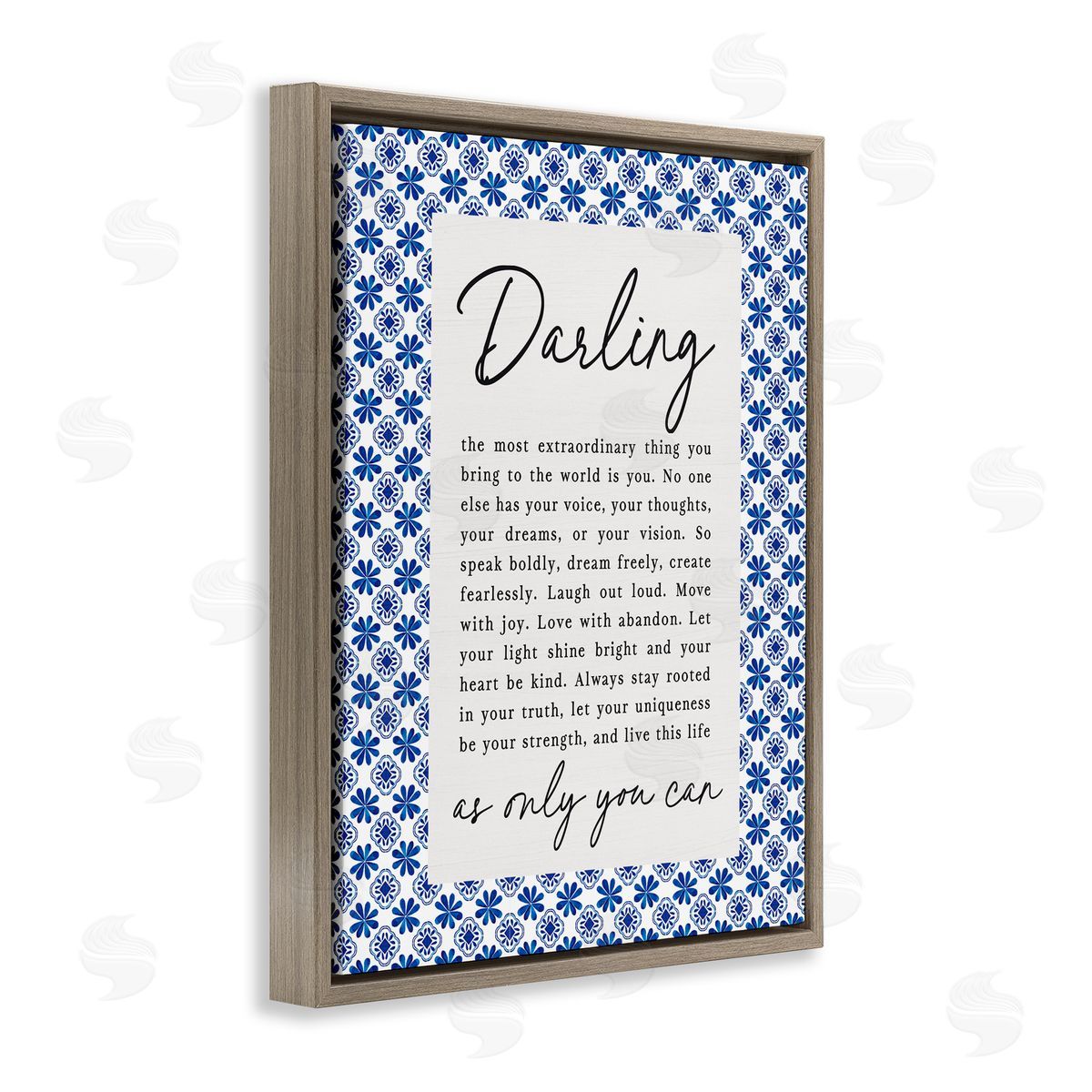 Lettered and Lined Darling Only You Can Inspiring Brown Floating Frame Canvas Wall Art Print