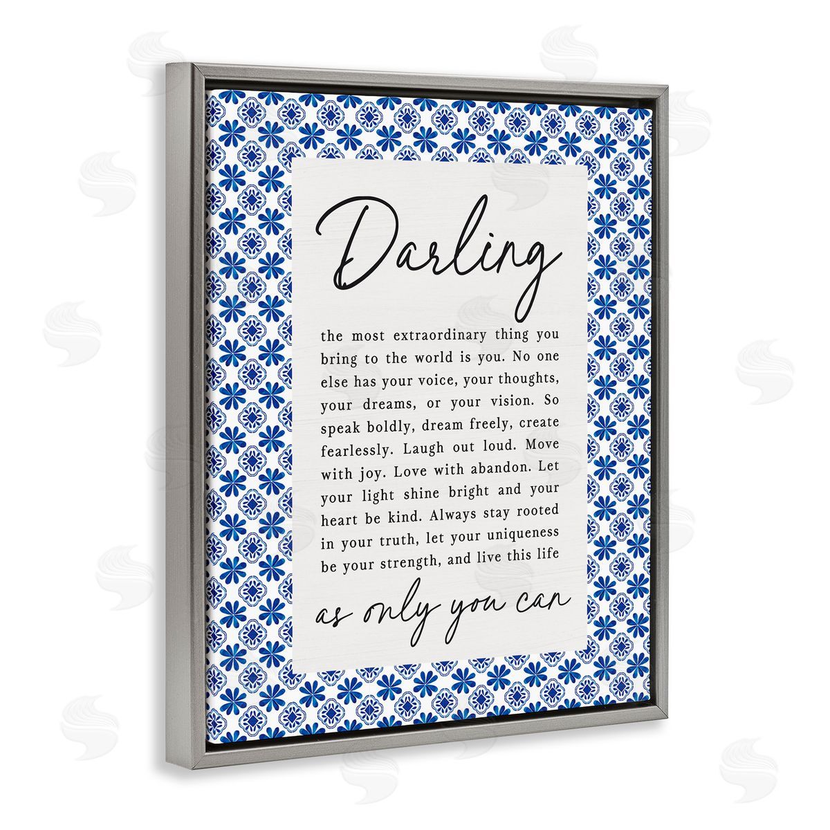 Lettered and Lined Darling Only You Can Inspiring Gray Floating Frame Canvas Wall Art Print