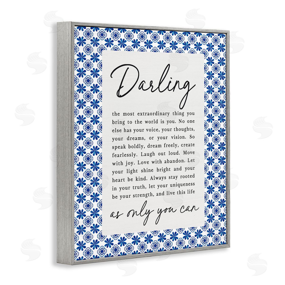 Lettered and Lined Darling Only You Can Inspiring Gray Framed Giclee Print Wall Art