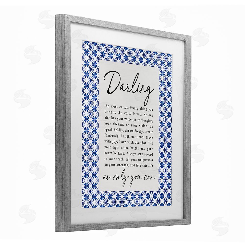 Lettered and Lined Darling Only You Can Inspiring Gray Framed Print Under Glass Wall Art