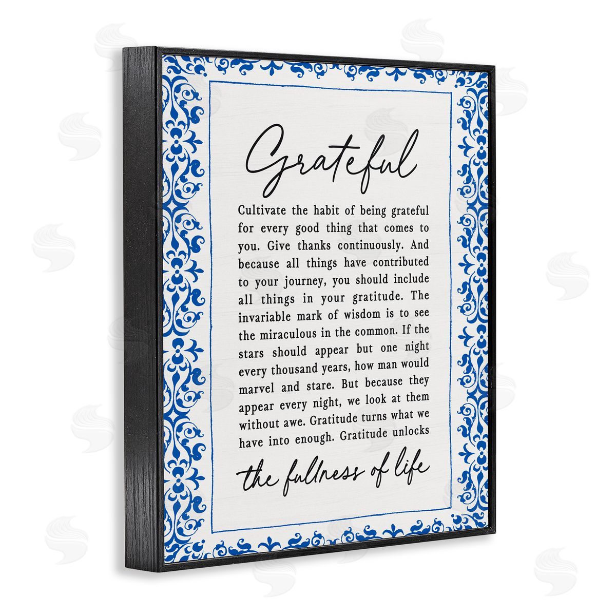 Lettered and Lined Gratitude Unlocks Fullness Of Life Black Framed Giclee Print Wall Art