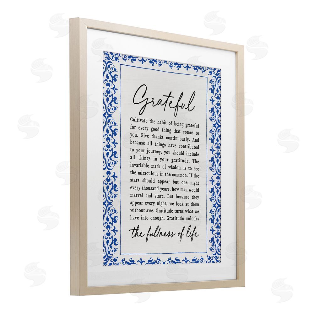 Lettered and Lined Gratitude Unlocks Fullness Of Life Brown Framed Print Under Glass Wall Art
