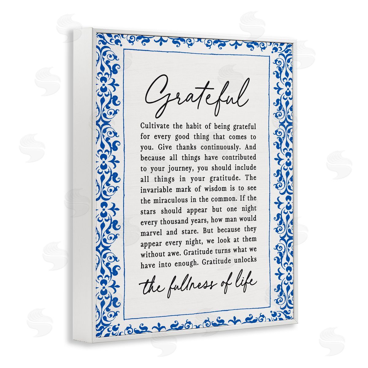 Lettered and Lined Gratitude Unlocks Fullness Of Life White Framed Giclee Print Wall Art