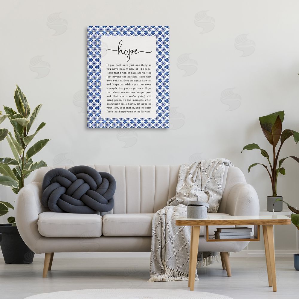 Lettered and Lined Hope For Brighter Days Stretched Canvas Wall Art Print in Room
