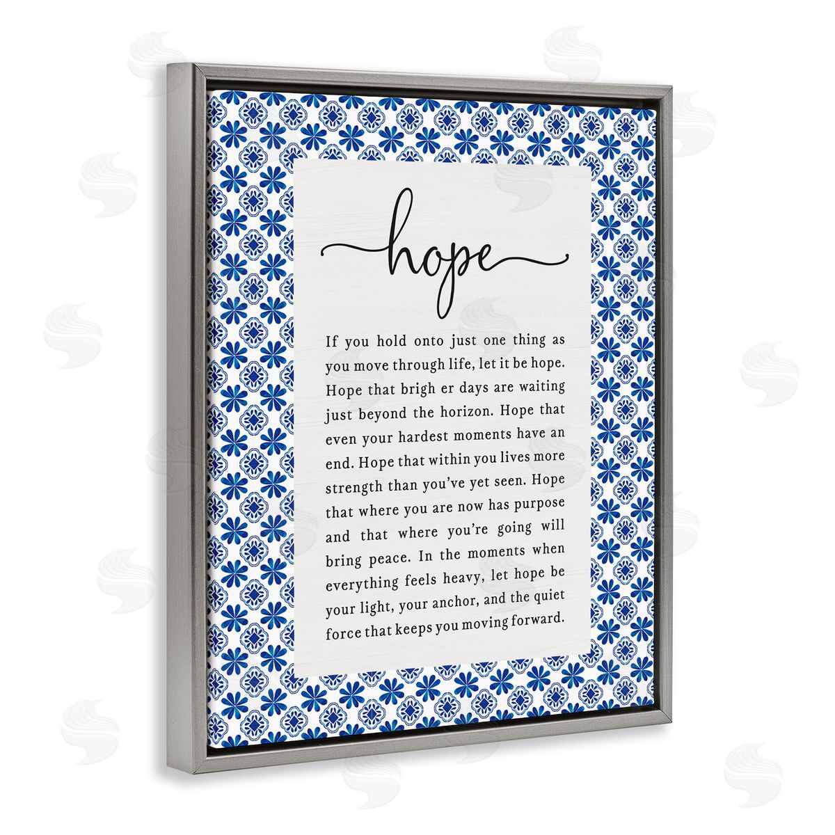 Lettered and Lined Hope For Brighter Days Gray Floating Frame Canvas Wall Art Print