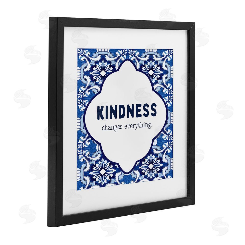 Lettered and Lined Patterned Kindness Changes Everything Black Framed Print Under Glass Wall Art