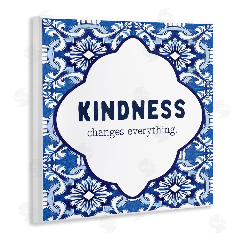 Lettered and Lined Patterned Kindness Changes Everything Wooden Wall Plaque Art Print