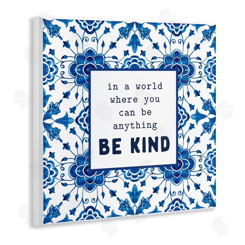 Lettered and Lined Patterned Be Kind Encouragement Wooden Wall Plaque Art Print