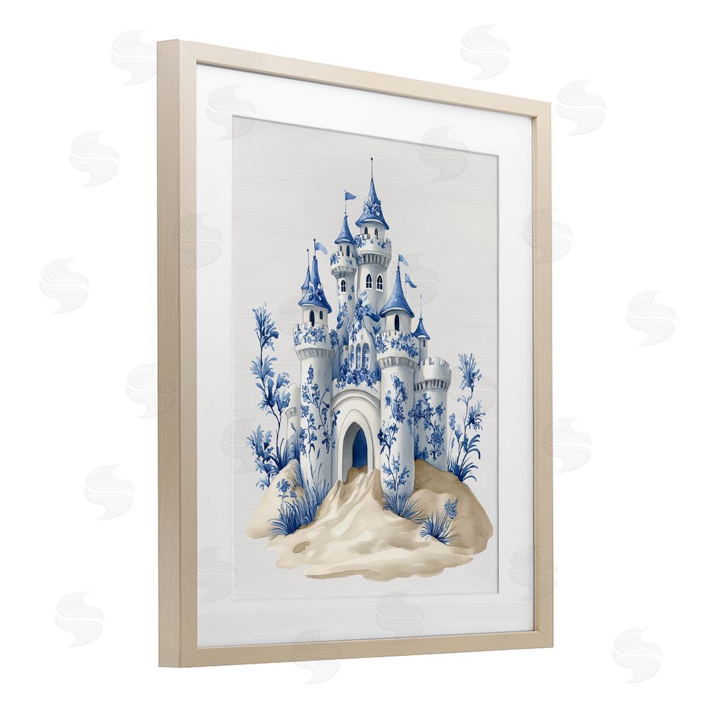 Lettered and Lined Funky Toile Castle Brown Framed Print Under Glass Wall Art