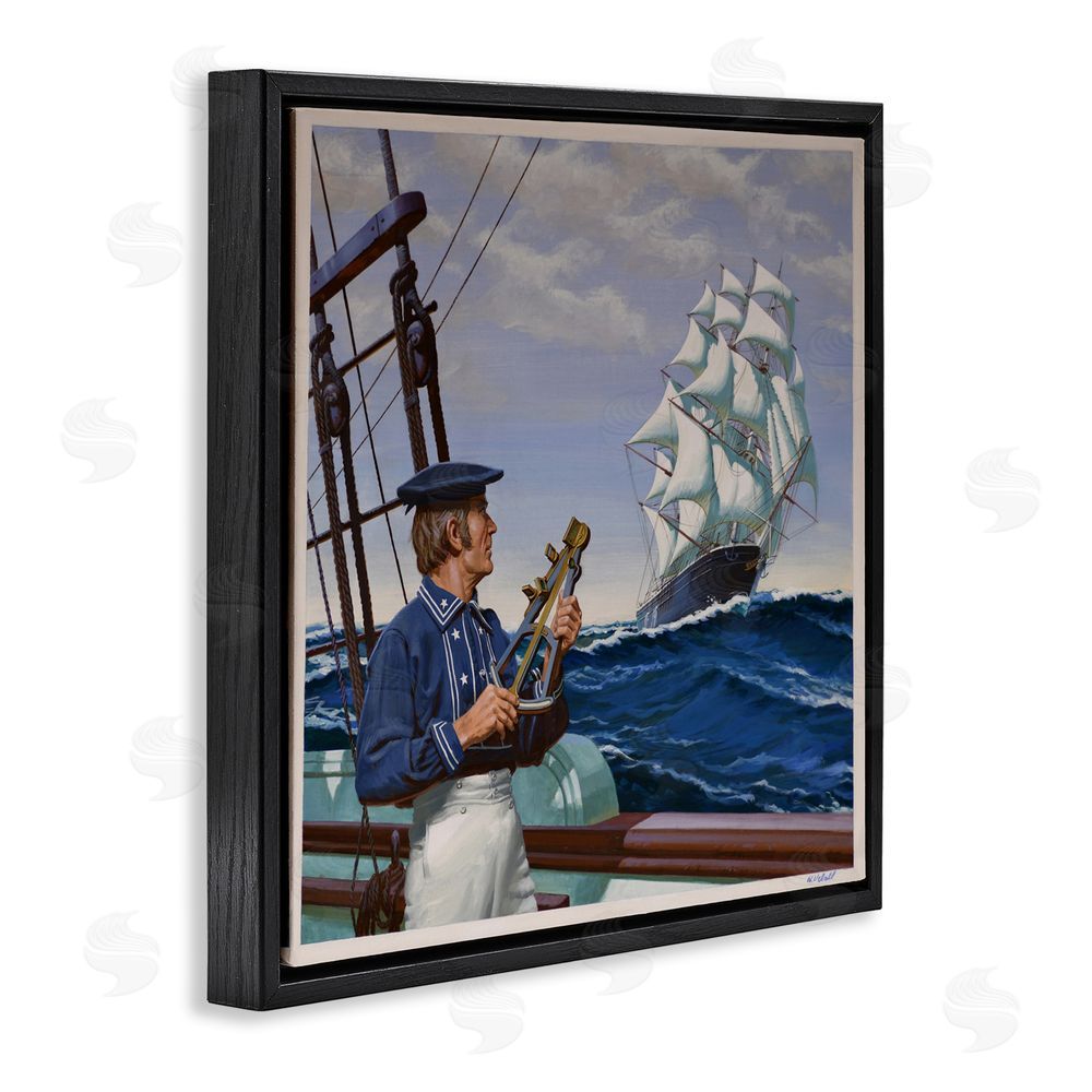 Wind River Studios Flying Cloud Sailing Ship Black Floating Frame Canvas Wall Art Print