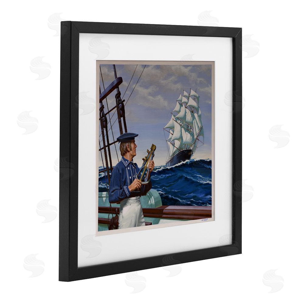 Wind River Studios Flying Cloud Sailing Ship Black Framed Print Under Glass Wall Art