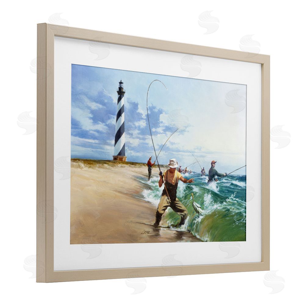 Wind River Studios Cape Hatteras Fishermen Brown Framed Print Under Glass Wall Art