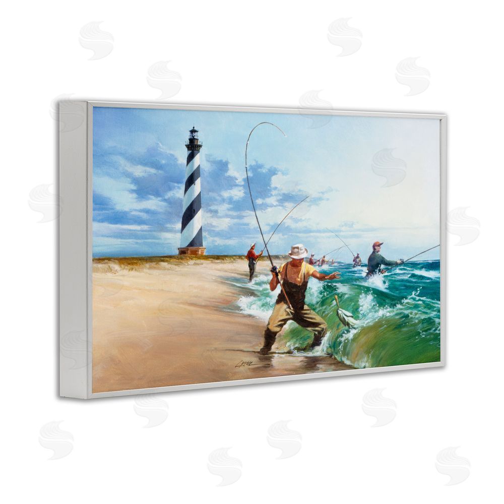 Wind River Studios Cape Hatteras Fishermen White Framed Giclee Print Wall Art