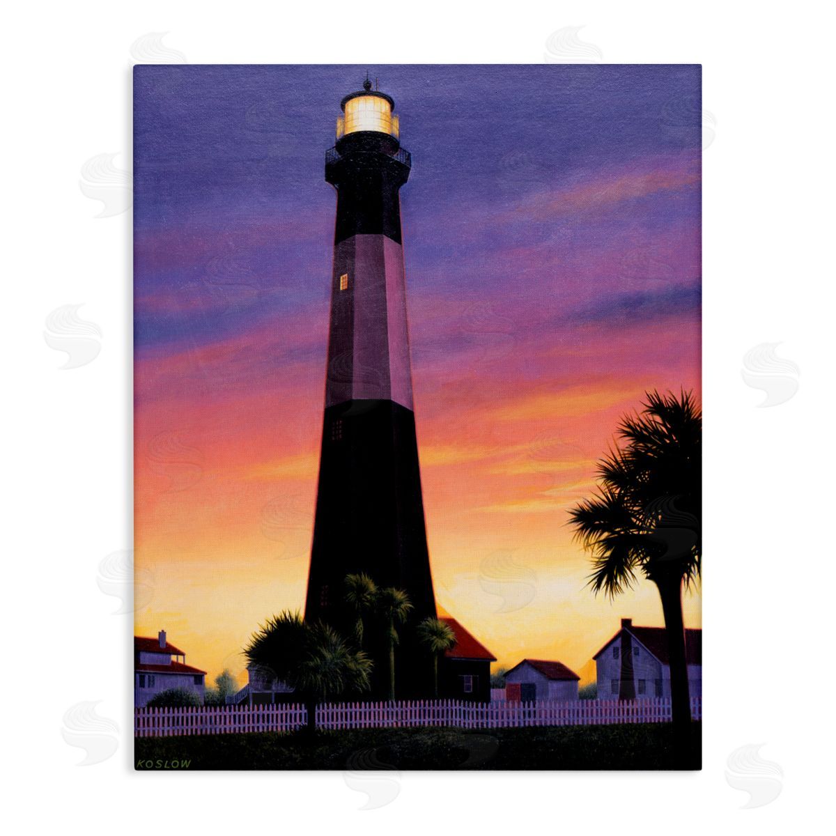 Wind River Studios Georgia Tybee Island Lighthouse Stretched Canvas Wall Art Print