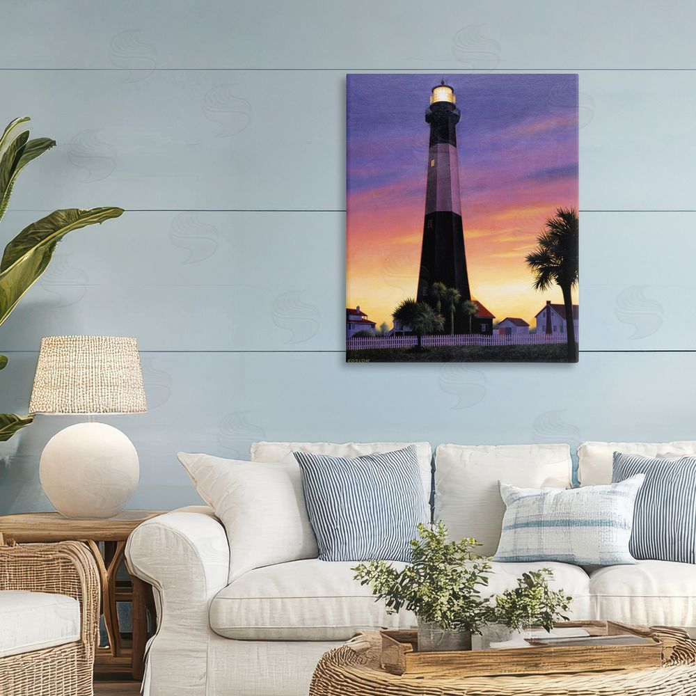 Wind River Studios Georgia Tybee Island Lighthouse Stretched Canvas Wall Art Print in Room