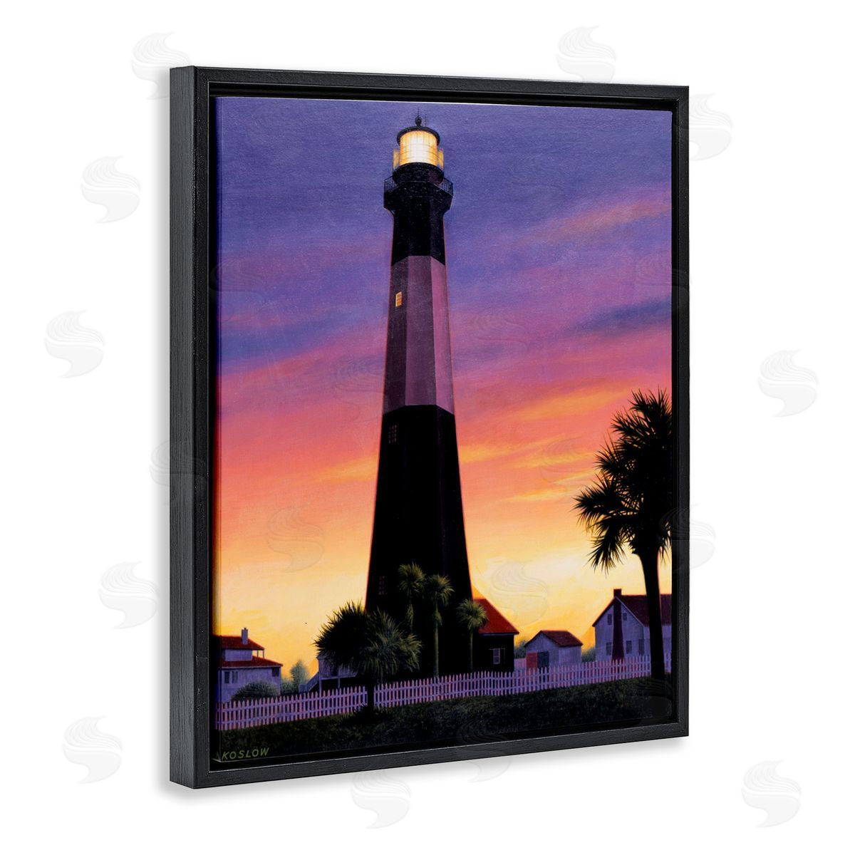 Wind River Studios Georgia Tybee Island Lighthouse Black Floating Frame Canvas Wall Art Print