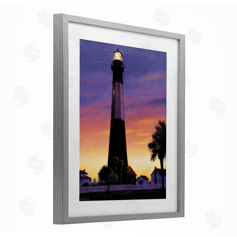 Wind River Studios Georgia Tybee Island Lighthouse Gray Framed Print Under Glass Wall Art
