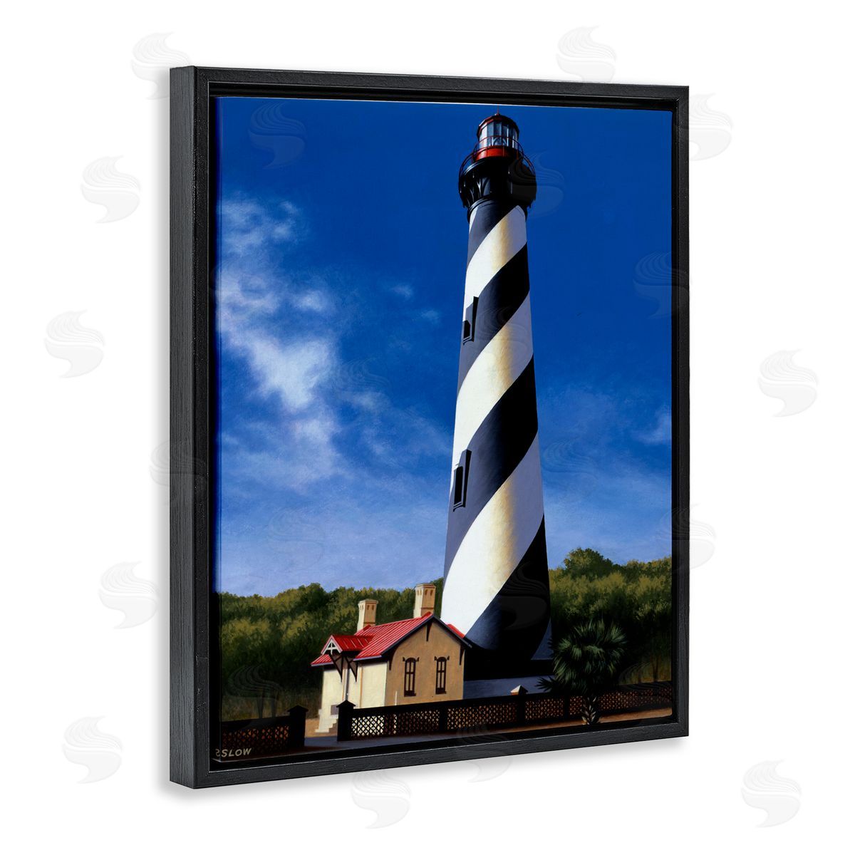 Wind River Studios St. Augustine Lighthouse Black Floating Frame Canvas Wall Art Print