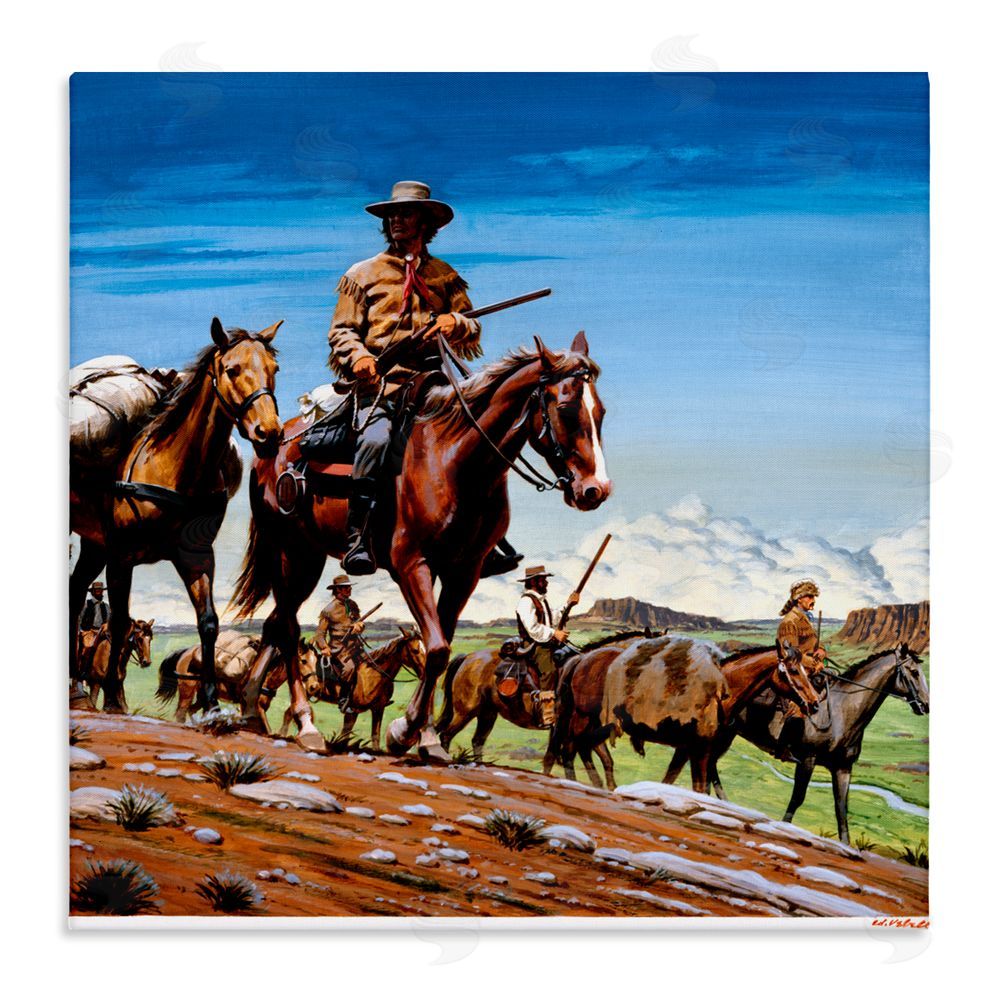 Wind River Studios Santa Fe Trail Cowboys Stretched Canvas Wall Art Print