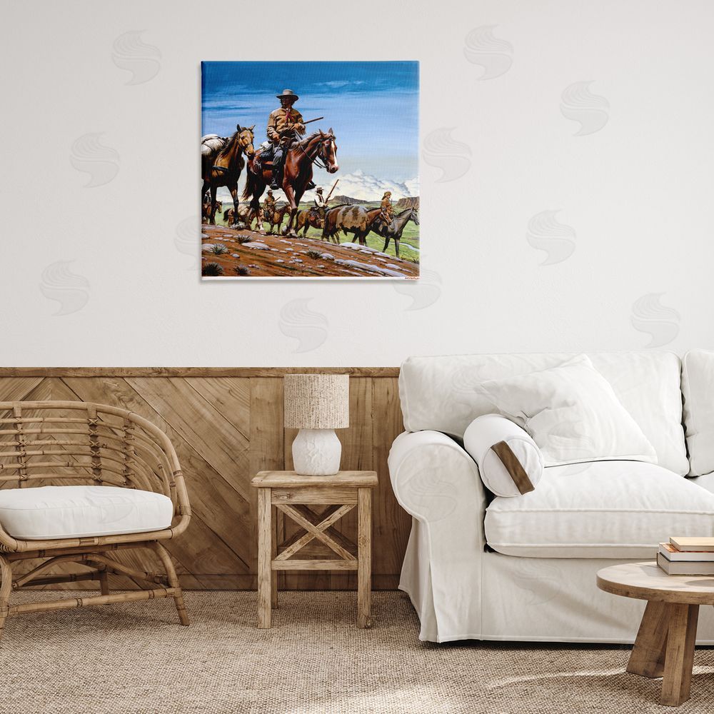 Wind River Studios Santa Fe Trail Cowboys Stretched Canvas Wall Art Print in Room