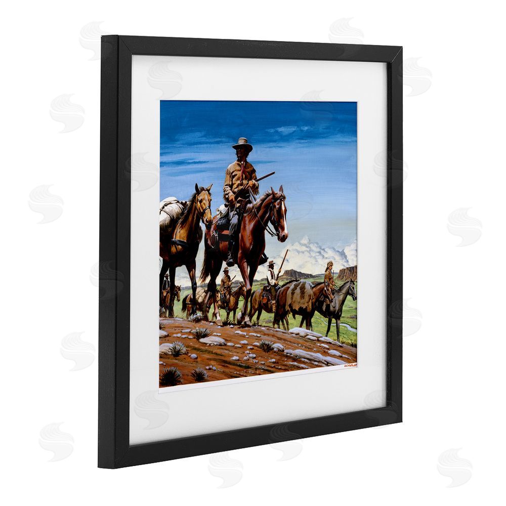 Wind River Studios Santa Fe Trail Cowboys Black Framed Print Under Glass Wall Art