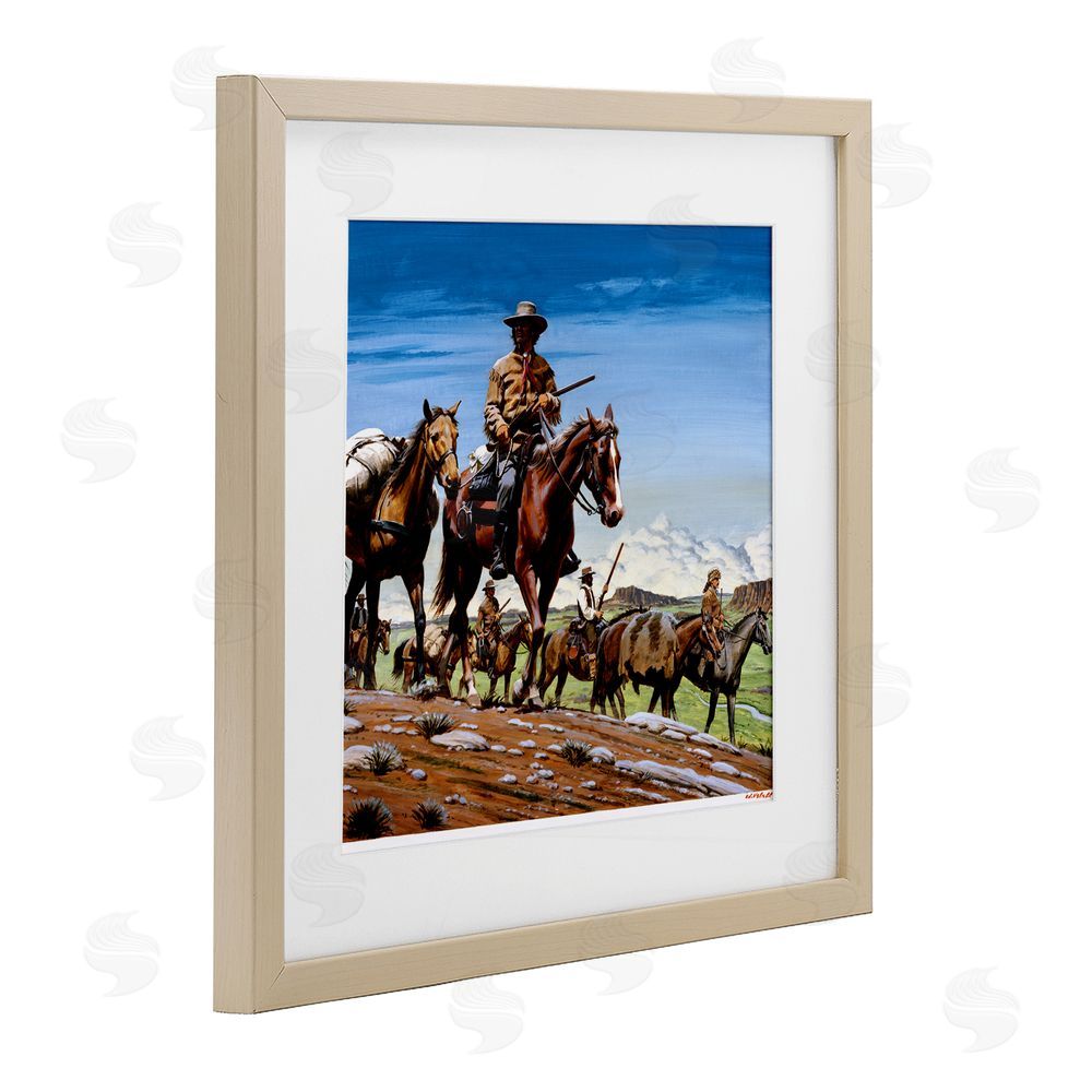 Wind River Studios Santa Fe Trail Cowboys Brown Framed Print Under Glass Wall Art
