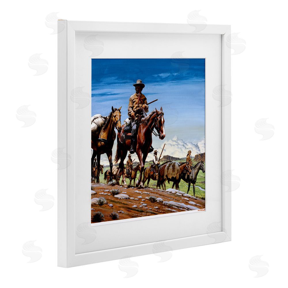 Wind River Studios Santa Fe Trail Cowboys White Framed Print Under Glass Wall Art