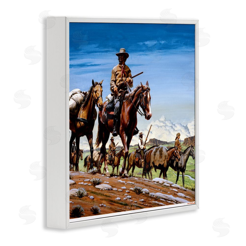 Wind River Studios Santa Fe Trail Cowboys White Framed Giclee Print Wall Art