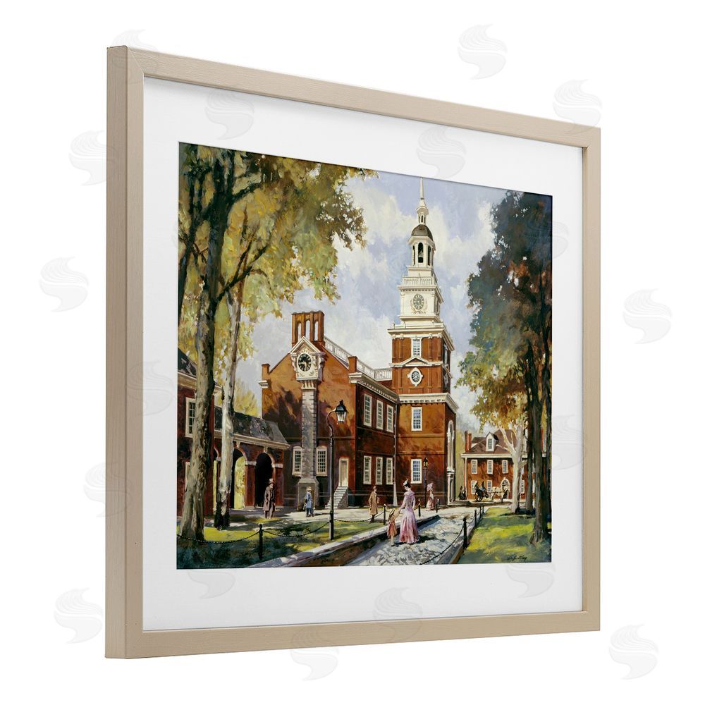Wind River Studios Independence Hall Colonial Times Brown Framed Print Under Glass Wall Art