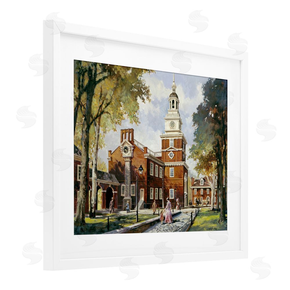Wind River Studios Independence Hall Colonial Times White Framed Print Under Glass Wall Art