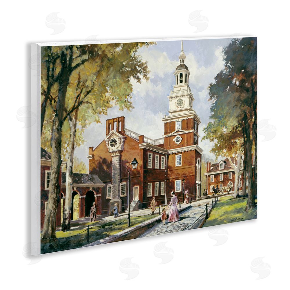 Wind River Studios Independence Hall Colonial Times Wooden Wall Plaque Art Print