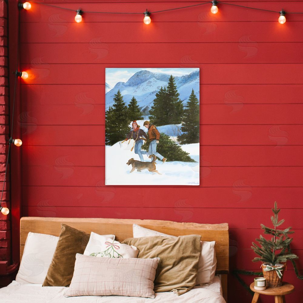 Wind River Studios Couple Bringing Home Tree Stretched Canvas Wall Art Print in Room