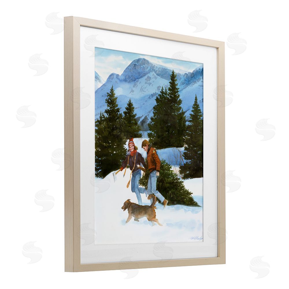 Wind River Studios Couple Bringing Home Tree Brown Framed Print Under Glass Wall Art