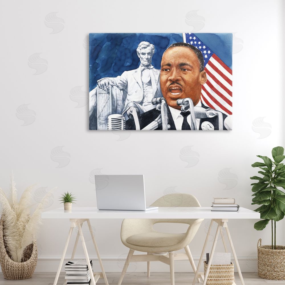 Wind River Studios 1960s American Speech Portrait Stretched Canvas Wall Art Print in Room