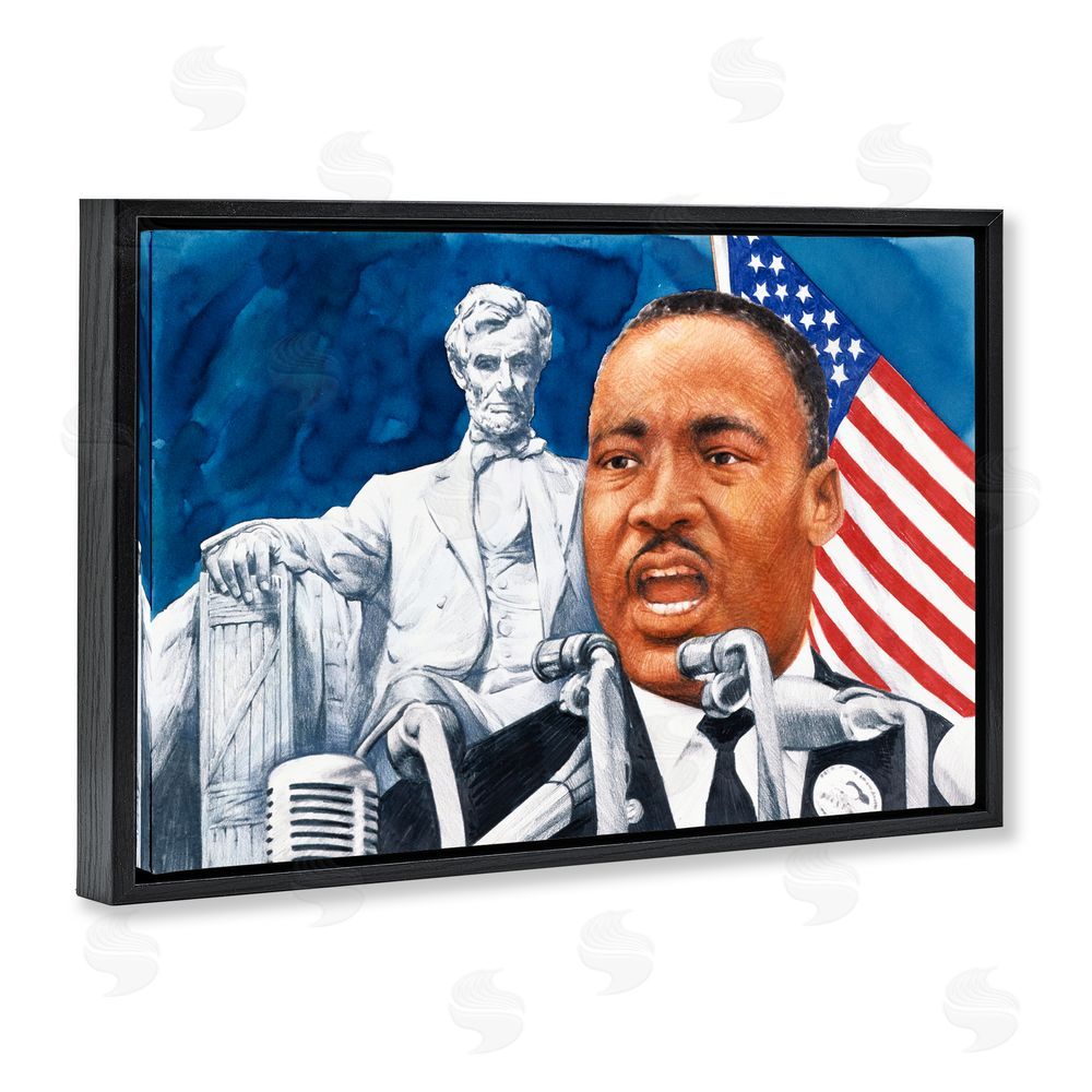 Wind River Studios 1960s American Speech Portrait Black Floating Frame Canvas Wall Art Print