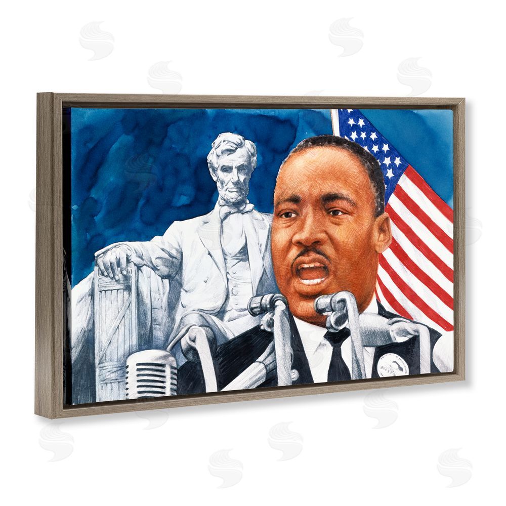 Wind River Studios 1960s American Speech Portrait Brown Floating Frame Canvas Wall Art Print