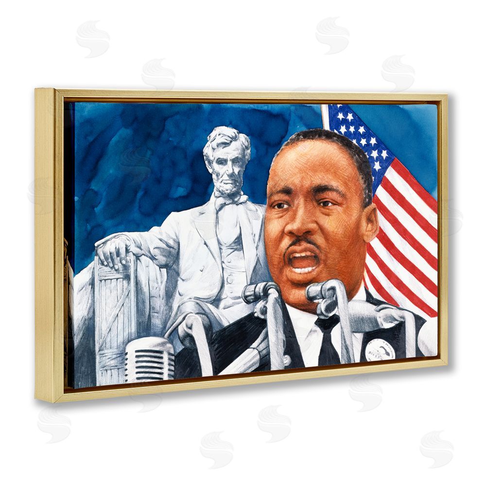 Wind River Studios 1960s American Speech Portrait Gold Floating Frame Canvas Wall Art Print