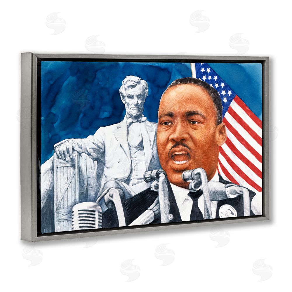 Wind River Studios 1960s American Speech Portrait Gray Floating Frame Canvas Wall Art Print