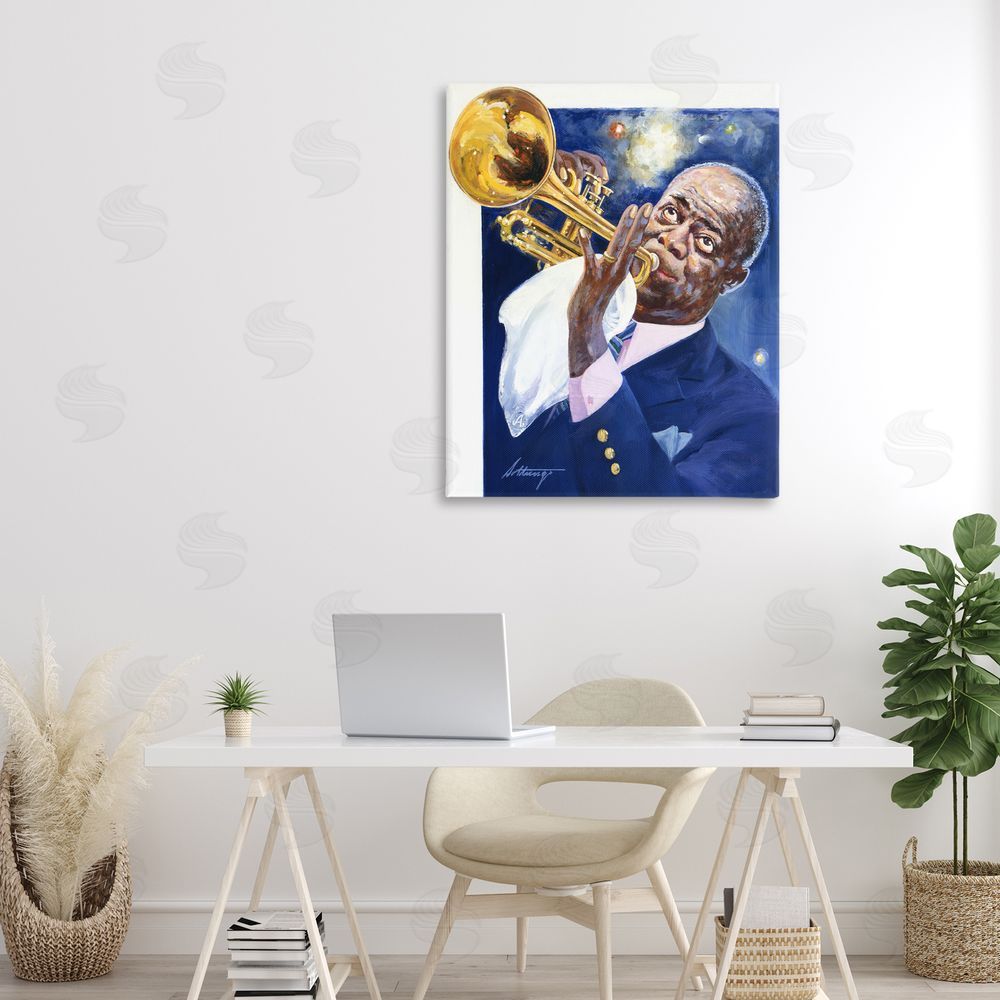Wind River Studios Louis Armstrong Portrait Stretched Canvas Wall Art Print in Room