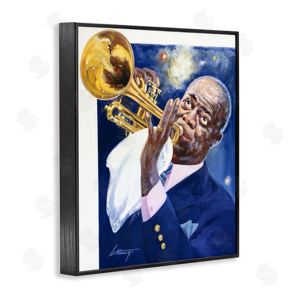 Wind River Studios Louis Armstrong Portrait Black Framed Giclee Print Wall Art