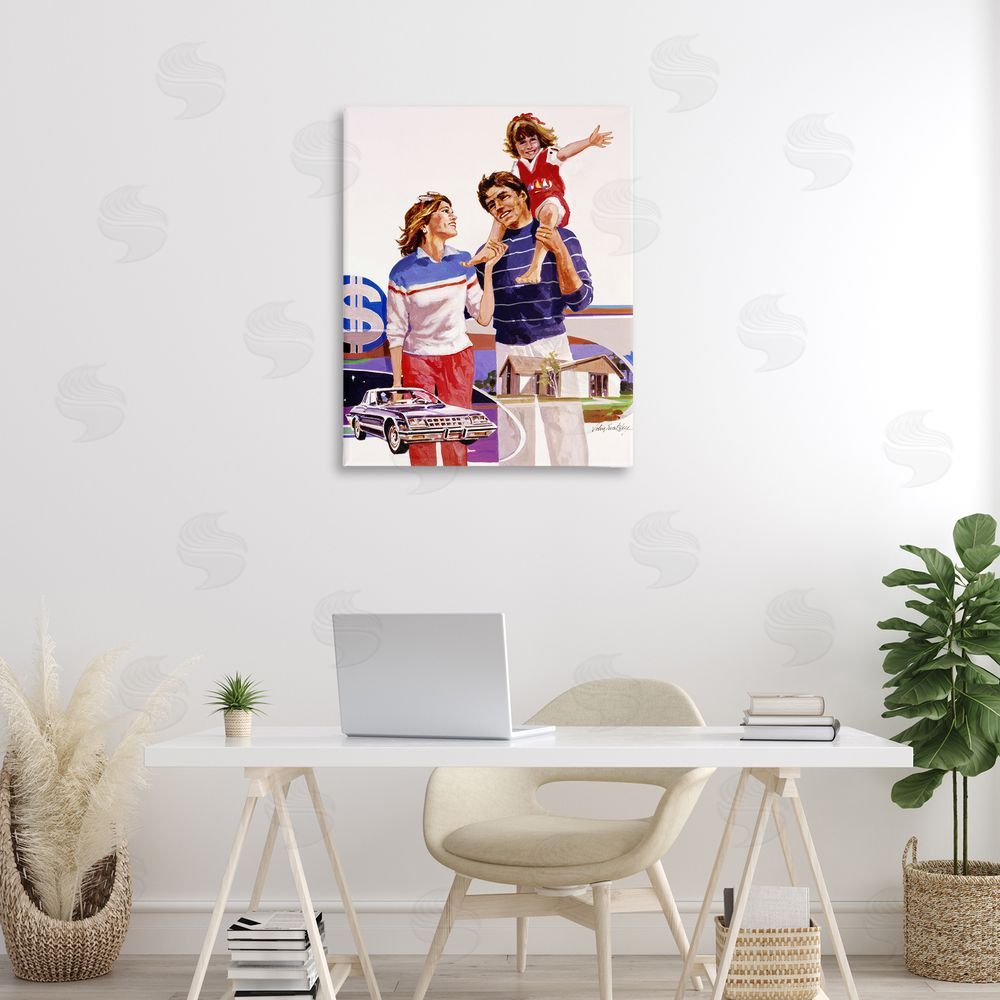 Wind River Studios Retro Family Nostalgia Portrait Stretched Canvas Wall Art Print in Room