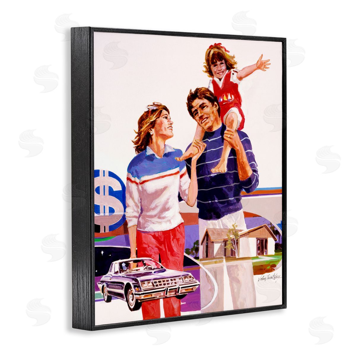 Wind River Studios Retro Family Nostalgia Portrait Black Framed Giclee Print Wall Art
