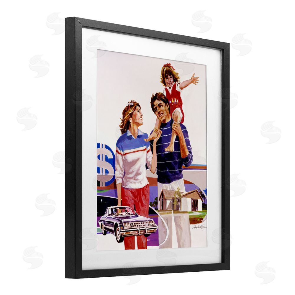 Wind River Studios Retro Family Nostalgia Portrait Black Framed Print Under Glass Wall Art