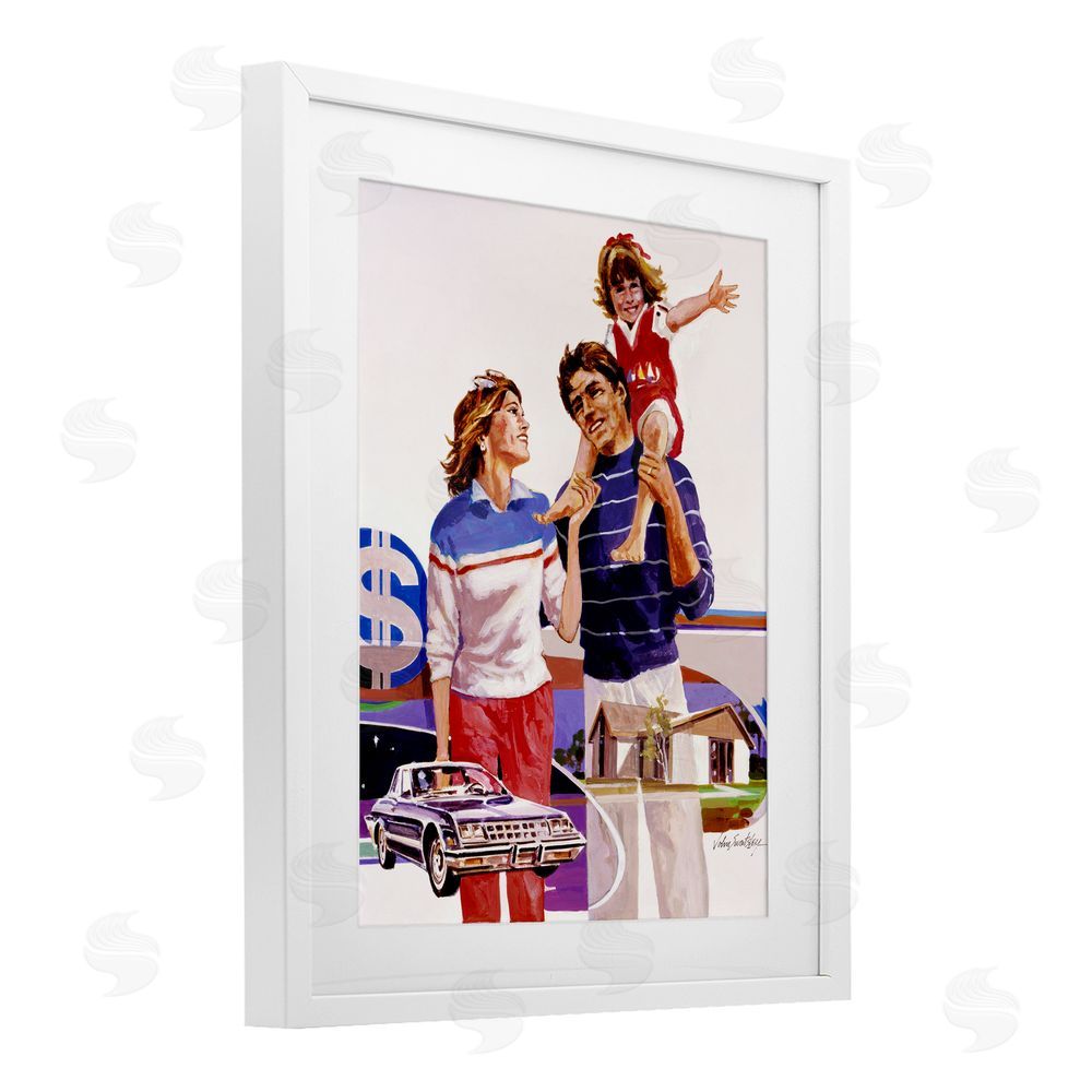 Wind River Studios Retro Family Nostalgia Portrait White Framed Print Under Glass Wall Art